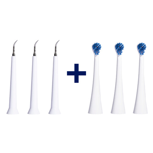 3 Toothbrush Heads + 3 Scaler Heads